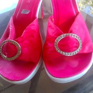 ANDREA COLLECTION HOT PINK SLIP ONS w/ 2 &1/2'' HEELS